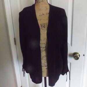 Chico's Ruched 3/4  Sleeve Cardigan Sweater Black NWT Size 3